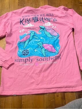 Simply Southern Pink Long Sleeve Tee with Sea Turtle Graphic